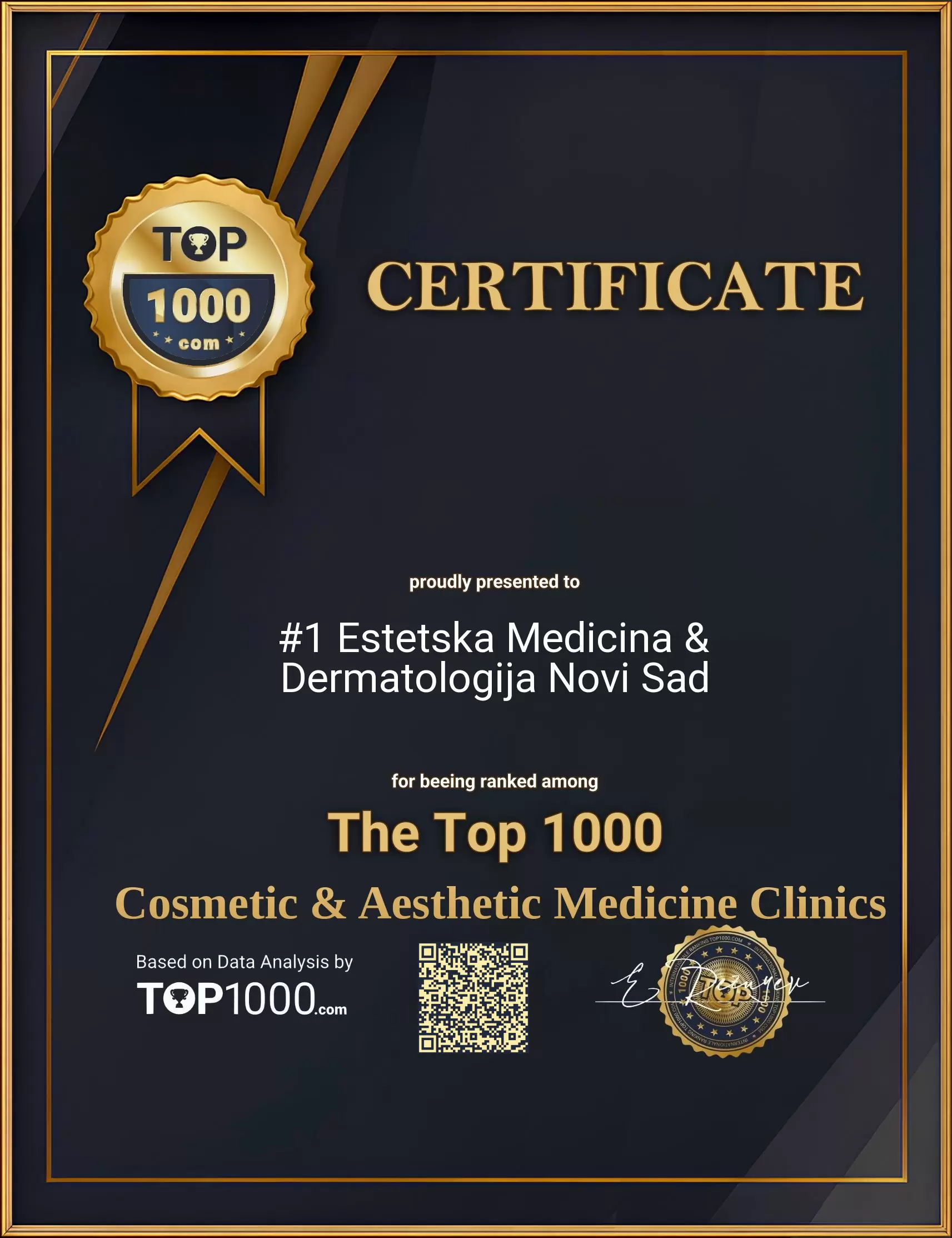 #1 Estetska Medicina & Dermatologija Novi Sad Top 1000 Aesthetic Certificate (#1 Estetska Medicina & Dermatologija Novi Sad-top1000-aesthetic-certificate.pdf)