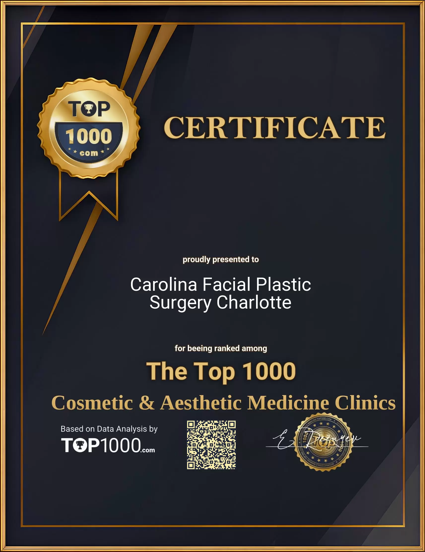 Carolina Facial Plastic Surgery Charlotte Top 1000 Aesthetic Certificate (Carolina Facial Plastic Surgery Charlotte-top1000-aesthetic-certificate.pdf)