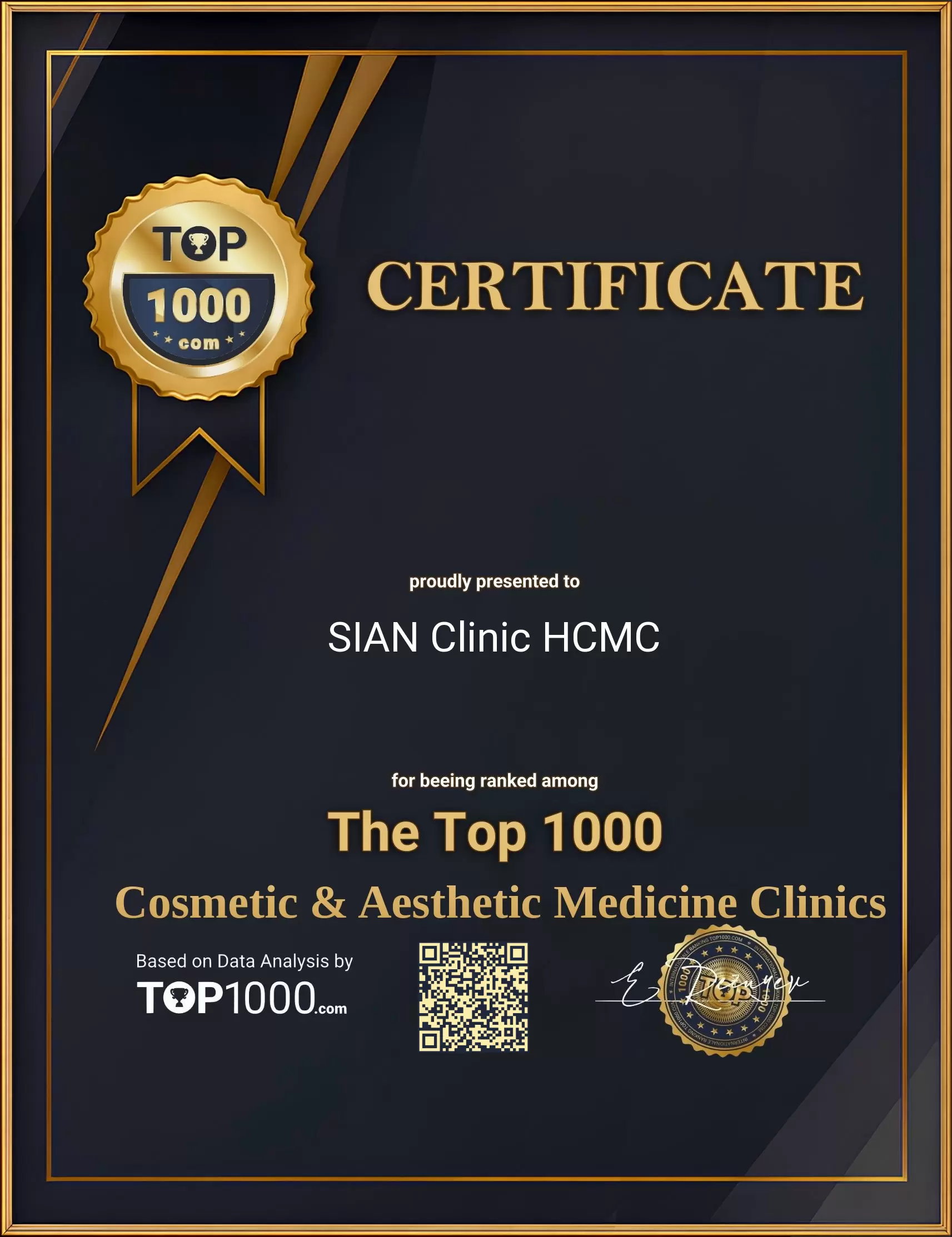 SIAN Clinic HCMC Top 1000 Aesthetic Certificate (SIAN Clinic HCMC-top1000-aesthetic-certificate.pdf)