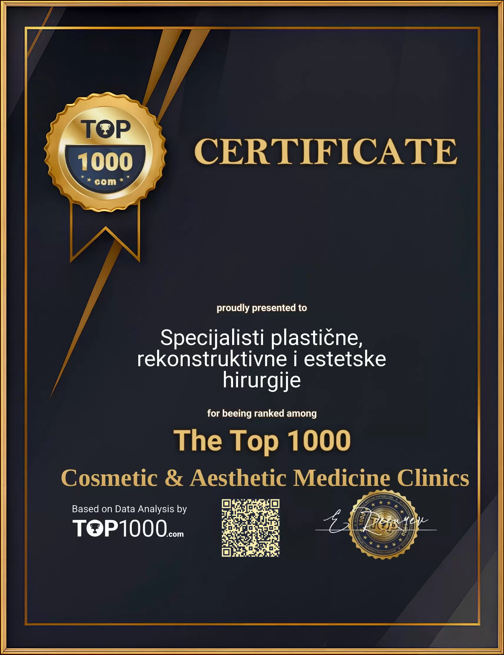 Specijalisti plastične, rekonstruktivne i estetske hirurgije Top 1000 Aesthetic Certificate (Specijalisti plastične, rekonstruktivne i estetske hirurgije-top1000-aesthetic-certificate.pdf)
