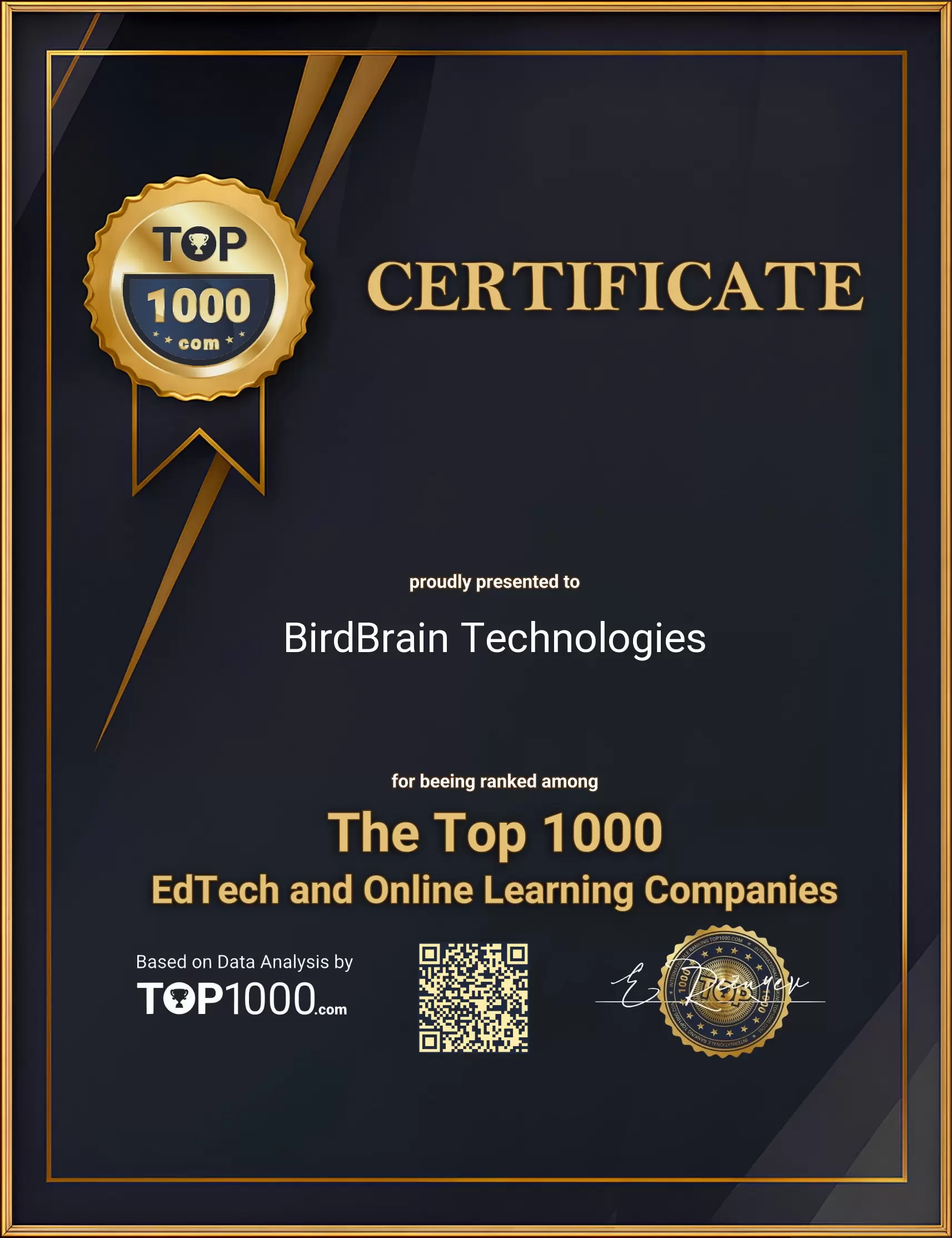 BirdBrain Technologies Top1000 EdTech Certificate (BirdBrain Technologies-top1000-edtech-certificate.pdf)