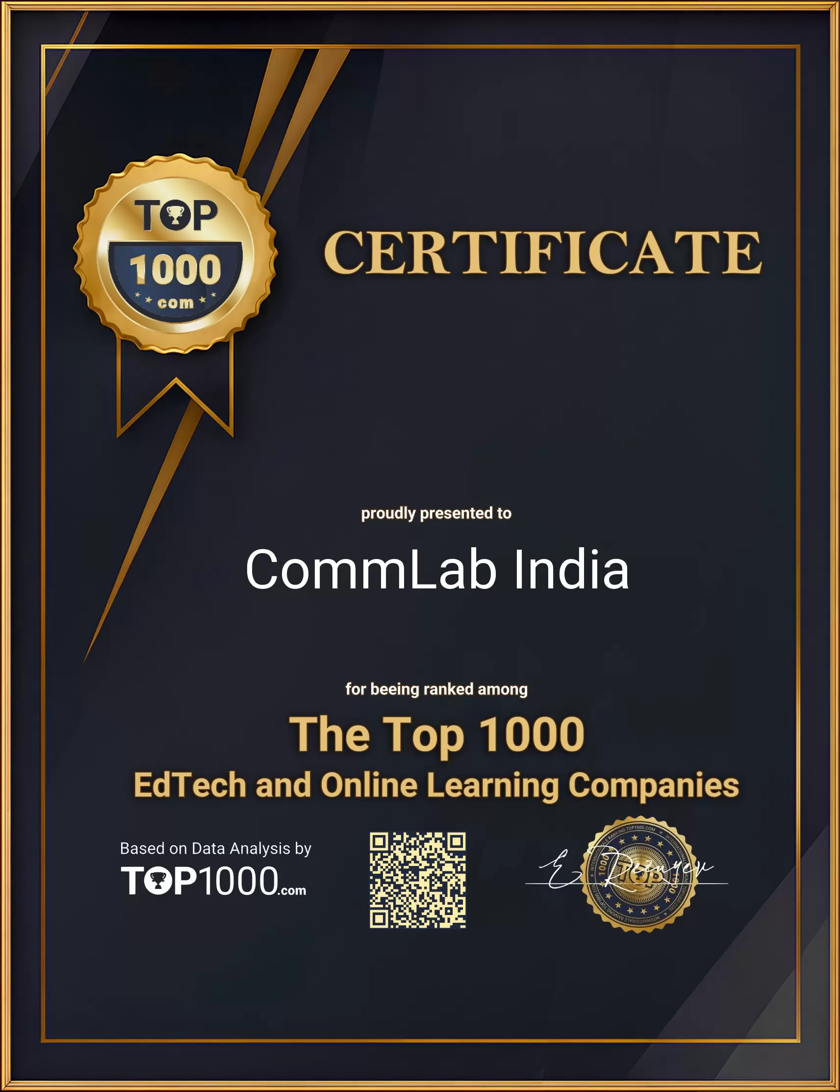 CommLab India Top1000 EdTech Certificate (CommLab India-top1000-edtech-certificate.pdf)