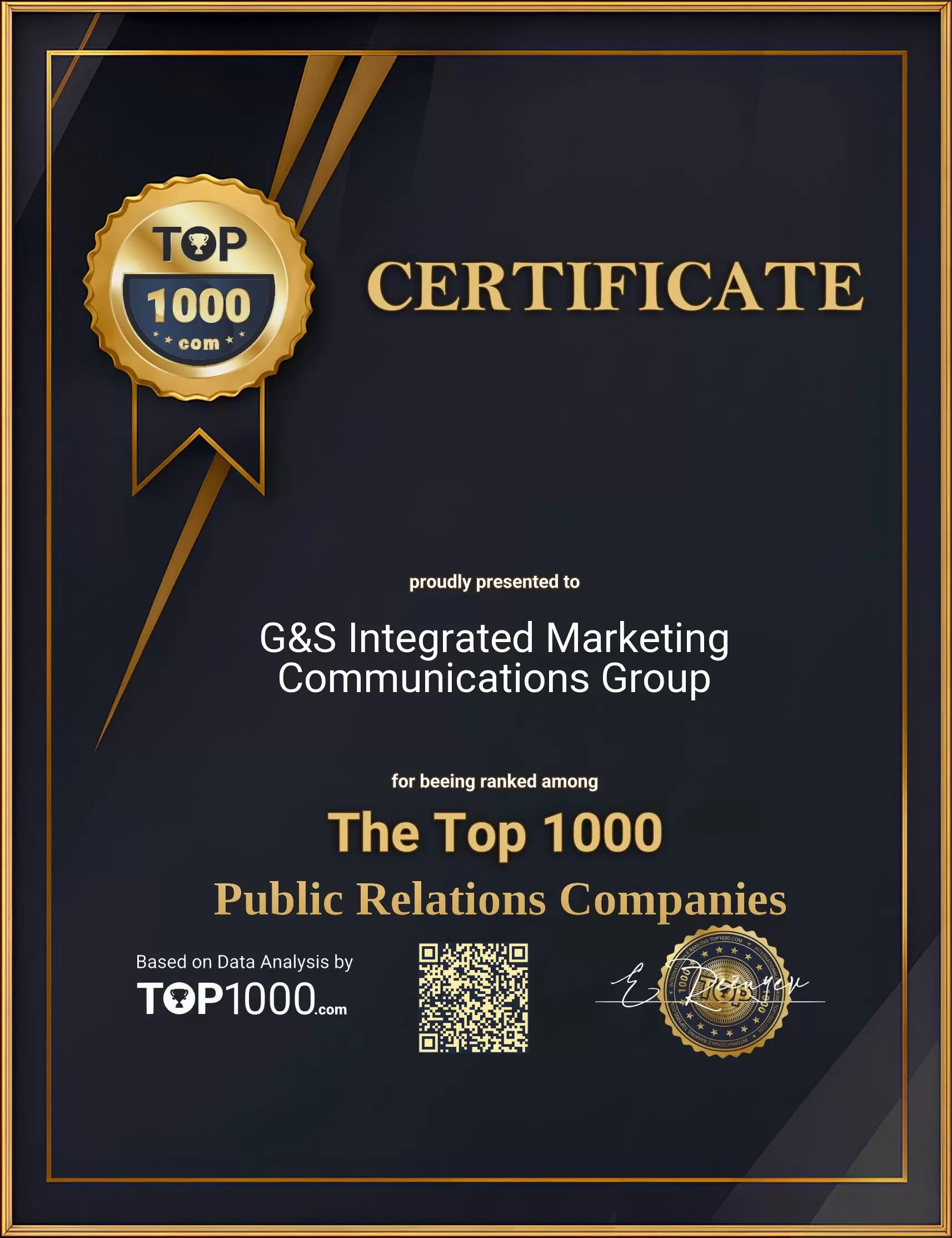 G&S Integrated Marketing Communications Group Top1000 PR Certificate (G&S Integrated Marketing Communications Group-top1000-pr-certificate.pdf)