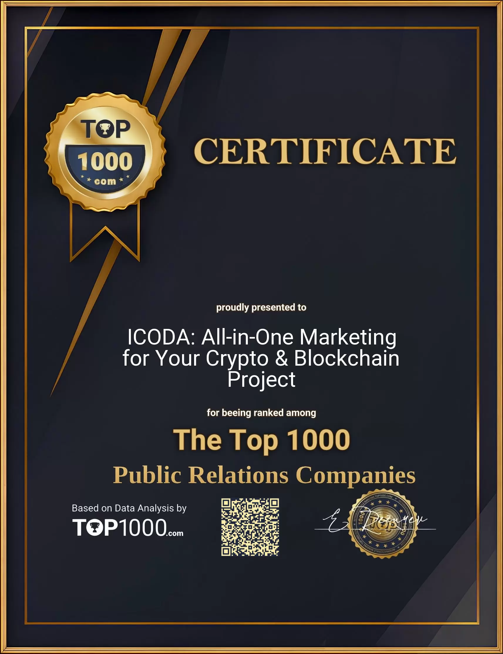ICODA: All-in-One Marketing for Your Crypto & Blockchain Project Top1000 PR Certificate (ICODA: All-in-One Marketing for Your Crypto & Blockchain Project-top1000-pr-certificate.pdf)